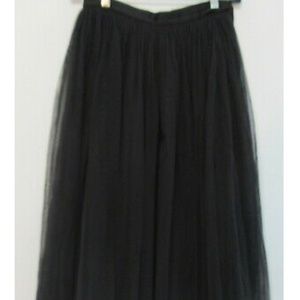 Needle & Thread Black A-line Tulle Midi Skirt